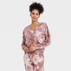 Reversible pullover sweatshirt with wrap detail